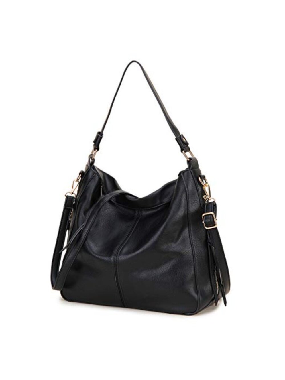 Faux Leather Hobo Shoulder Bag with Detachable Adjustable Strap